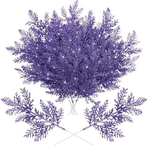 Cindeer 100 Pcs Christmas Tree Picks Sprays Glitter 10.2 in,Purple by Cindeer