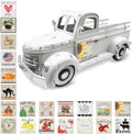 Sunflower Decor 13.4" Farmhouse Truck with 20 Magnets, White by Teeloray