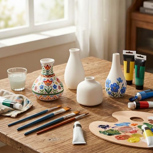White Ceramic Bud Vase Set of 10, Small Vases for Pampas Grass, Flowers, Mini Vases for Modern Home Decor, Minimalist Decor, for Living Room, Dining Table & Shelves - Image 5