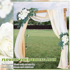 Thiccywoov 4 Pcs Wedding Arch Flowers and Drape Kit Include 2 Artificial Floral Swag and 2 White Chiffon Drapes, Faux Flower Set for DIY Wedding Party Reception Ceremony Backdrop Rose Decoration - Image 7