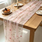 Ebrima 3 PCS Pink Floral Table Runner 9.2FT Embroidery Tulle FlowerTable Runner Mesh Lace Fabric for Home Garden Wedding Party Dining Table Decor DIY Craft (3) by Ebrima