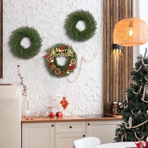 Zeyune 8 Pcs 14" Christmas DIY Green Wreath Artificial Wreath Elegant Style - Image 4