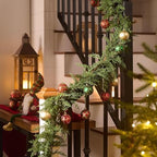Valery Madelyn 6 Ft Artificial Norfolk Pine Garland for Mantle, Real Tough Christmas Cedar Garland with Light, Lighted Winter Pine Branches for Home Stairs Fireplace Table Indoor Outdoor Holiday Decor - Image 5
