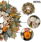 HipTree 24 Inch Fall Wreath for Front Door,Pumpkin Wreath Farmhouse Decor - Image 3