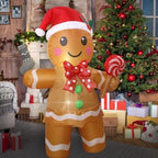 Christmas Inflatables Gingerbread Man Girl Lighted Yard Lawn Inflatable Decoration with Built-in Fan and Stakes Ropes Holiday Party Decor, Christmas Decor (5FT-Gingerbread Girl Holds Candy) - Image 5