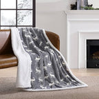 Eddie Bauer - Throw Blanket, Brushed Fleece & Plush Sherpa Bedding, Blanket for Couch & Bed (Elk Stance Grey, 50" x 60") - Image 3