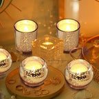 Funnymoom 12 Set Assorted Votive Candle Holders with LED Tea Light Decorative Mercury Glass Votive Tealight Holder Flameless Battery Operated Wedding Centerpieces Bridal Party Table Decoration (Gold) - Image 3