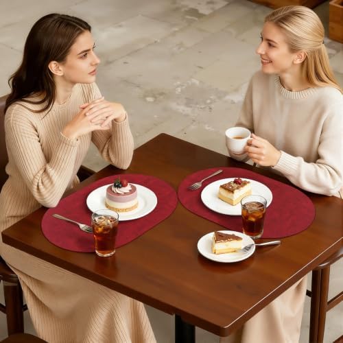 homing Heat Resistant Oval Placemats Set of 8, Red - Image 7