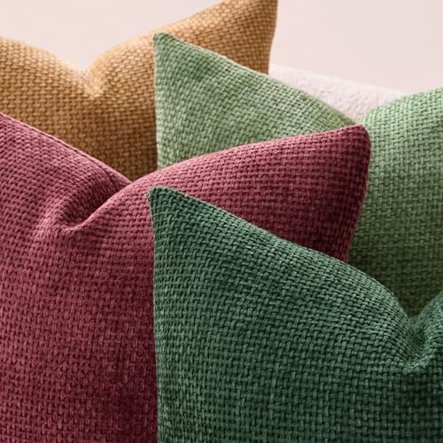 MIULEE Decorative Chenille Euro Pillow Covers Christmas Dark Green 22x22 - Image 7