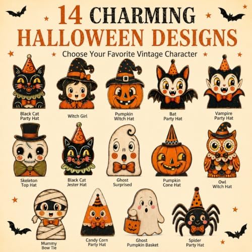 Vintage Halloween Decorations, Wooden Shelf Decor for Tabletop & Desk - Image 2