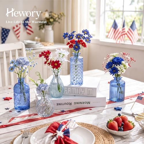 Hewory Small Bud Vases Bulk: 25Pcs Multi Blue Flower Vases for Centerpieces - Image 4
