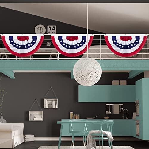 8PCS 2x4 FT American Pleated Fan Flags, Patriotic Bunting - Image 6