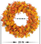 LLZLL Fall Wreaths 20 Inch Fall Wreath for Front Door Orange Artificial Thanksgiving Wreath with Forsythia Flower for Autumn Thanksgiving Home Decorations - Image 2