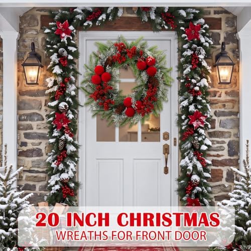20inch Christmas Wreath, Velvet Balls Berries and Pinecones - Image 6