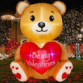4FT Valentines' Day Inflatable Bear Holds Love Heart, Valentines Day Decor Built-in RGB LED Lights, Valentines Gift Blow Up Yard Decoration for Party Anniversary Wedding Propose Garden Lawn by BRDJade