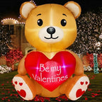 4FT Valentines' Day Inflatable Bear Holds Love Heart, Valentines Day Decor Built-in RGB LED Lights, Valentines Gift Blow Up Yard Decoration for Party Anniversary Wedding Propose Garden Lawn by BRDJade
