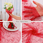 Snowkingdom 6 Pcs Red Glitter Table Runner 10 FT, Sheer Chiffon Sparkle Gauze Cheesecloth Mesh Runners 120 Inch, Red Table Centerpieces Decoration for Birthday Party Wedding Christmas Mothers Day - Image 3