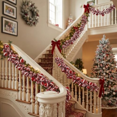 2 Pcs 6 ft Christmas Ball Ornament Garland, Candy - Image 4
