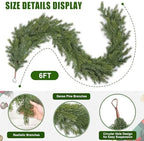 Artgar 6 Ft Realistic Christmas Cedar Garland, Thick Faux Green Garland - Image 2