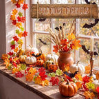 20 Pcs 120ft Fall Maple Leaves Garland Decoration, Bright Orange - Image 4