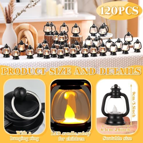 Ferraycle 120 Pcs Mini Lanterns Bulk 4 Inch Black Lamp Table Centerpieces - Image 2