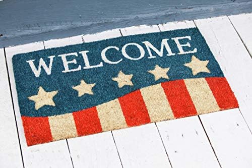 Evergreen Coir Welcome Patriotic Stripes Entrance Doormat | Indoor and Outdoor | 28-inches x 16-inches | Non-Slip Backing | All-Season | Natural Heavy-Duty Low Profile | Home Décor - Image 2
