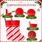 Zubebe 60 Pcs Felt Christmas Stockings Bulk, 15'',Red White Twill Stripe - Image 3