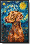 Metal Sign Tin Sign Vintage Wall Art Vizsla Starry Night Vizsla Elegant Vizsla in Night for Home Forest and Seasonal Celebrations Rustproof Aluminum 8×12 Inches with Metal Frame by YmyooForTinSign