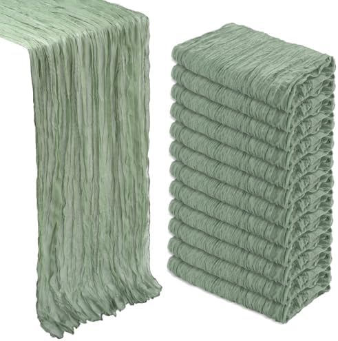 12 Pack 35 x 120 Inch Sage Green Table Runner Cheesecloth by Heneger