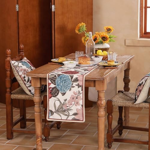 bilin gaier Designer Vintage Linen Long Table Runner,102"x12"-Burgundyred - Image 3