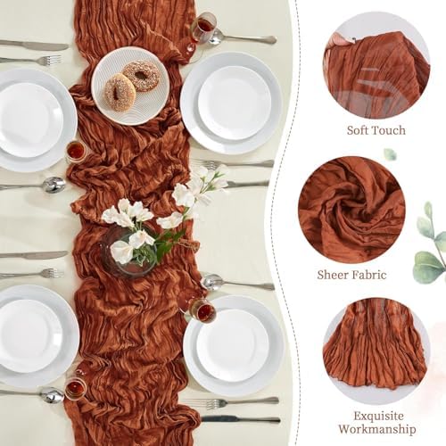 6 Pack Fall Table Runner Terracotta Cheesecloth 35×120 Inch Boho Home Decor - Image 5