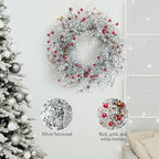 Winter Front Door Wreath 24 Inch Metallic Silver Boxwood - Image 3
