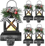 Therwen 4 Pcs Christmas Stocking Holders Lantern, LED, Classic, Black by Therwen