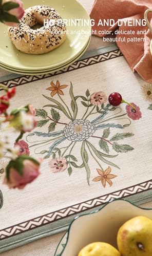 ISAENNE Designer Vintage Linen Extra Long Table Runner,118"x12"-Serenity F - Image 4