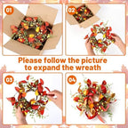 6 PCS Fall Wreaths for Cabinet Artificial Mini Autumn Wreath for Front Door - Image 5