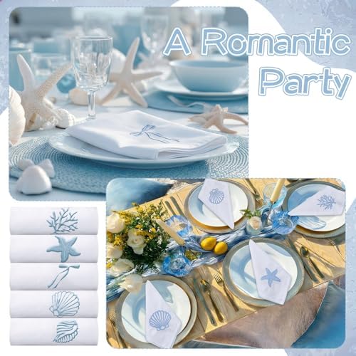 HunnmingRe 12 Pcs Coastal Party Cloth Napkins Bulks 100% Cotton, 17x17inch - Image 3