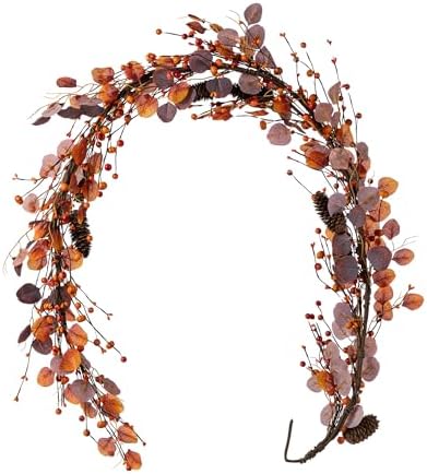 Glitzhome Fall Decor, Fall Garland, 6FT Autumn Eucalyptus Berry Garland, Thanksgiving Harvest Festival Decorations for Outdoor Indoor Home Mantle Porch Wedding Table Wall Arch - Image 7