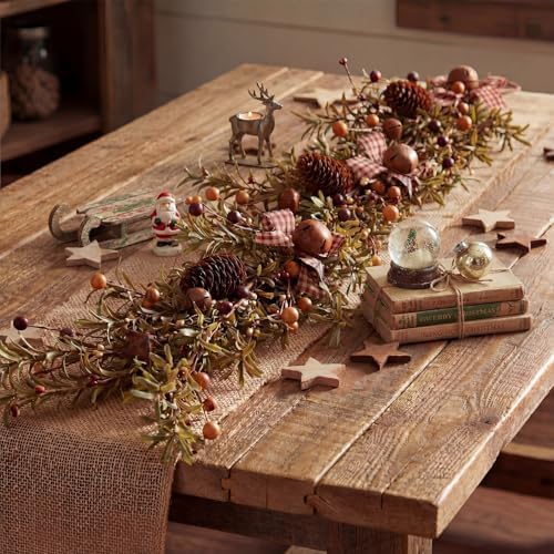 Yinder 42 Inch Rustic Christmas Garland, Artificial Pine Pip Berry Decor - Image 3