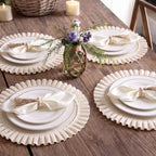Gejoy 18 Pcs Burlap Placemat Wood Napkin Ring Dinner Napkin, Ivory - Image 5