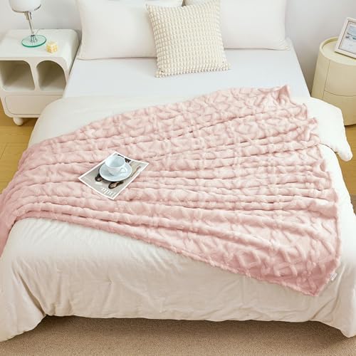 Aganear Fleece Throw Blanket for Couch Sofa 60"x80" Pink - Image 6