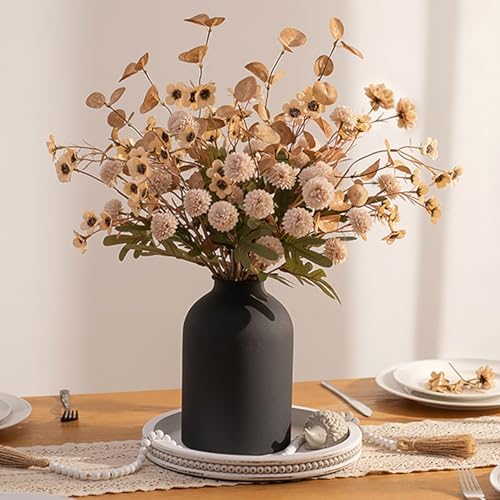 BLOSMON Beige Faux Flowers in Vase for Dining Table Centerpiece Decor - Image 5