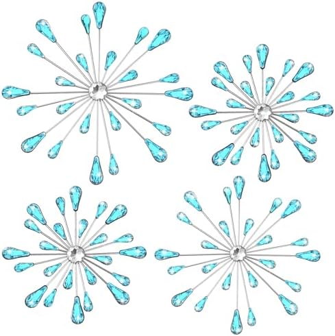 Hicarer 4 Pcs Starburst Wall Decor, Bling Metal Wall Art, Blue - Image 2