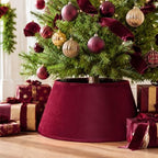 Skylety Burgundy Red Velvet Christmas Tree Collar 24‘’ Tree Base Cover - Image 4