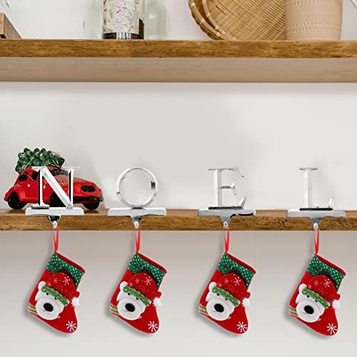 MCEAST Set of 4 Christmas Stocking Holders Noel Metal Stocking Hangers Mantel Hook Hangers Fireplace Stocking Hooks for Christmas Decoration - Image 7