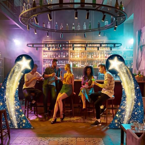 Leinuosen 2 Pcs 5 ft Starry Night Gate Cardboard Stand up Cutout Large Life Size Starry Night Party Decorations Backdrop Prom Party Photo Prop Standup for Movie Magical Events Birthday Homecomings - Image 6