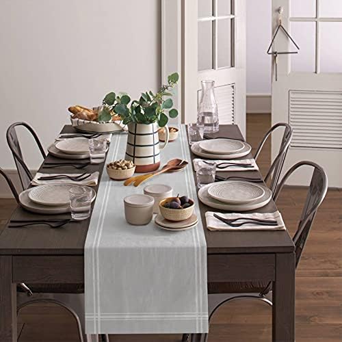 Smile Sunflower Light Grey Table Runner, Burlap Table Runners 120 inches Long,Farmhouse Style Solid Color Table Runner for Wedding Holiday Party Dinner,Dresser Scarf Decor - Image 4