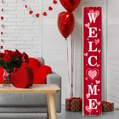 Welcome Porch Sign, Wooden, 47.2", Outdoor Front Door, Valentine - Image 2