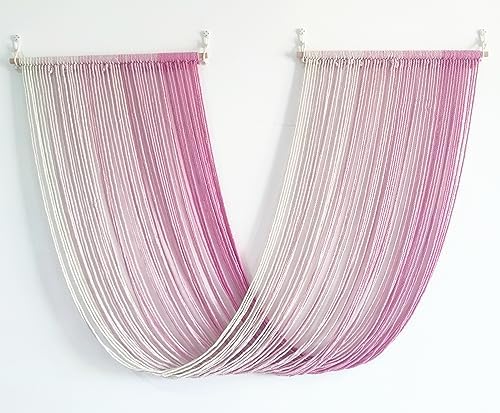 QULBUJ Dip Dye Large Macrame Wall Hanging Tie-Dye Yarn Tapestry Home Boho Wall Decor Ombre Art Headboard Bedroom Living Room 52" Wx34 L,Pink by Unknown