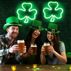 2 Pack 11 Inch St Patricks Day Decorations Shamrock Neon Lights, Green Decor Clover Window Lights with 2 Hooks, USB Powered St. Patrick's Day Lighted Shamrocks for Party Wall Bedroom Indoor Outdoor - Image 5