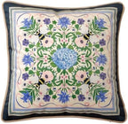 Vintage Navy Blue Floral Pillow Cover 18x18, Hydrangea & Bee by Unknown